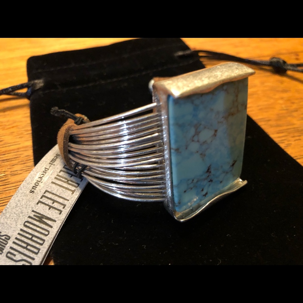 Robert Lee Morris Turquoise and Silver Multi-Wire Cuff Bracelet